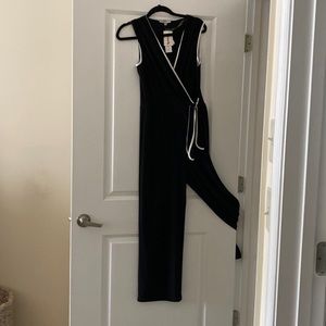 NWT Annalee+Hope black jumpsuit with white piping size medium